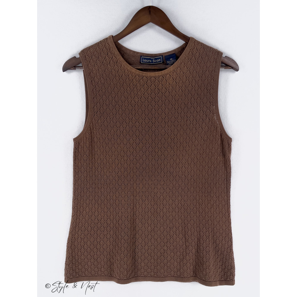 Laura Scott Argyle Knit Sweater Tank Golf Tee Lightweight Vest Medium